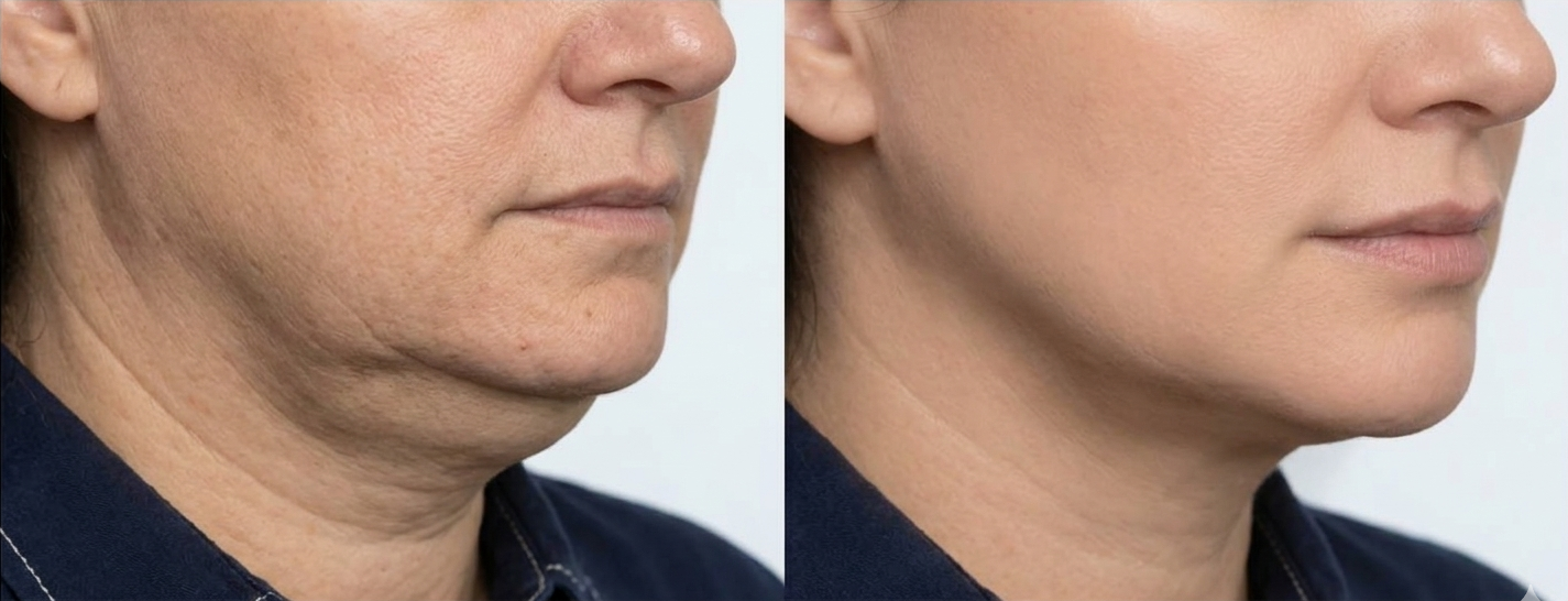 Before and after — Fat Loss Injection — Double Chin at GlowMed Aesthetics Waterdown